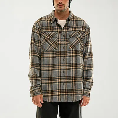 Hallstatt Workwear Mens Long Sleeve Regular Fit Flannel Shirt In Gray
