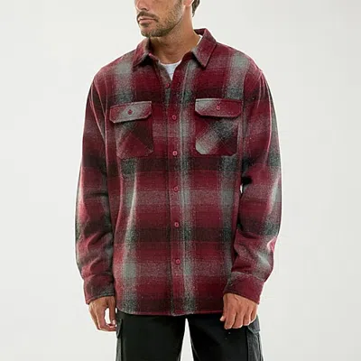 Hallstatt Workwear Mens Long Sleeve Regular Fit Flannel Shirt In Red