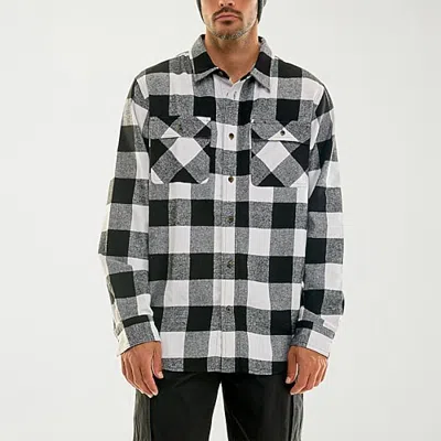 Hallstatt Workwear Mens Long Sleeve Regular Fit Flannel Shirt In White