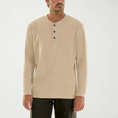 Hallstatt Workwear Mens Long Sleeve Regular Fit Henley Shirt In Beige