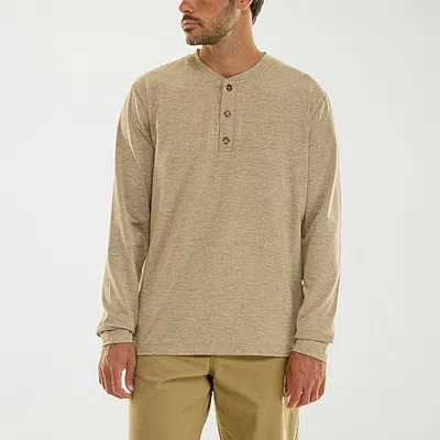 Hallstatt Workwear Mens Long Sleeve Regular Fit Henley Shirt In Beige