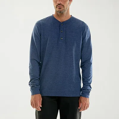 Hallstatt Workwear Mens Long Sleeve Regular Fit Henley Shirt In Blue