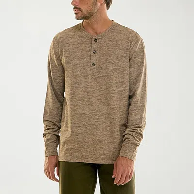 Hallstatt Workwear Mens Long Sleeve Regular Fit Henley Shirt In Brown
