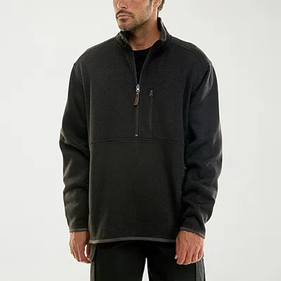 Hallstatt Workwear Mens Mock Neck Long Sleeve Fleece Quarter-zip Pullover Sweater In Black