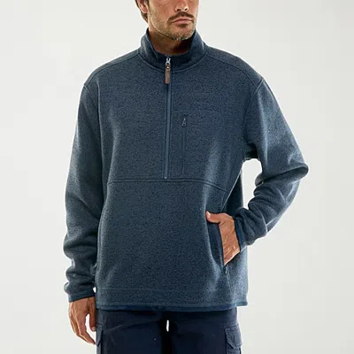 Hallstatt Workwear Mens Mock Neck Long Sleeve Fleece Quarter-zip Pullover Sweater In Blue
