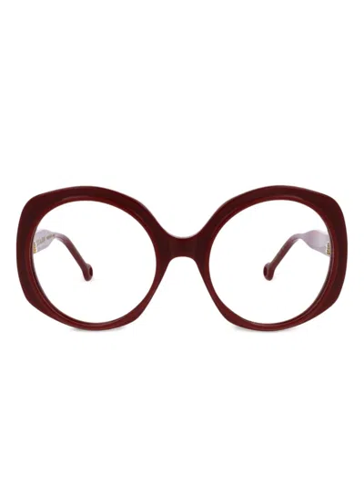 Hally & Son Oversize-frame Glasses In Burgundy