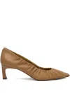 Halmanera 55mm Vale Pleated Pointed-toe Pumps In Neutral