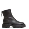 Halmanera Black Leather Ankle Boot With Back Zip In Black