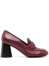 Halmanera Block-heel 75mm Leather Loafers In Red