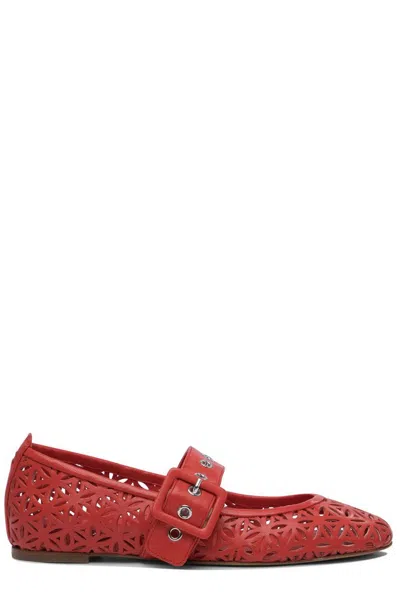Halmanera Buckle Ballerina Flats In Red
