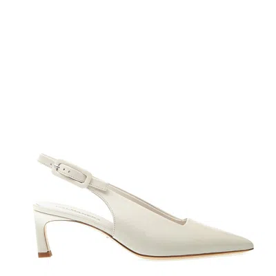 Halmanera Cream Patent Leather Slingback Thin Heel In Neutrals