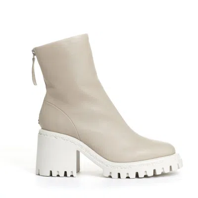 Halmanera Creamy Leather Ankle Boot With Chunky Block Heel In Multi