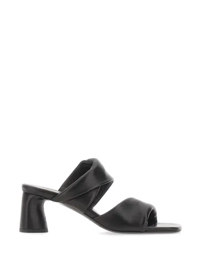 Halmanera Dally Folded Strap Mule Sandals In Black