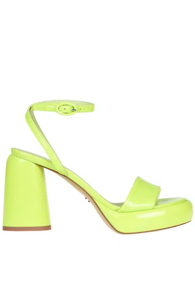 Halmanera Erika Leather Sandals In Lime