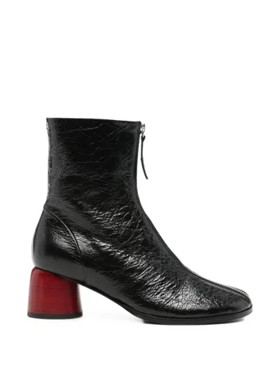 Halmanera Front-zip Leather Ankle Boots In Multi