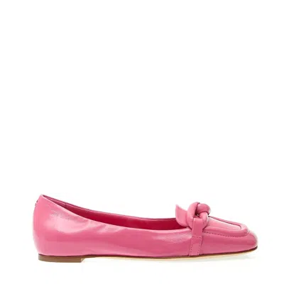 Halmanera Fuchsia Leather Low Moccasin In Pink