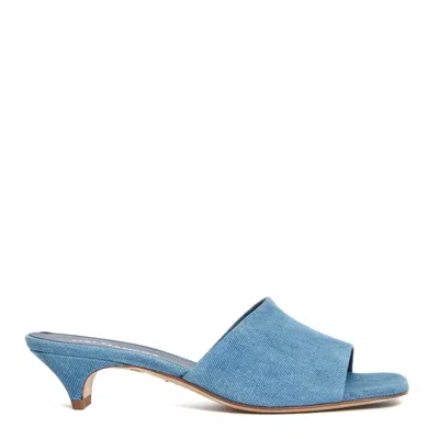 Halmanera Jeans Slides, 40mm Heel In Blue