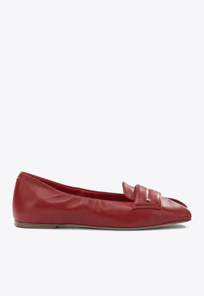 Halmanera Leather Ballet Flats In Red