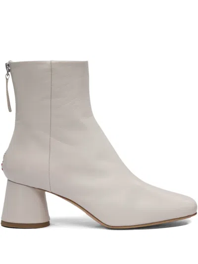 Halmanera Leather Block-heel Zip Boots In Gray