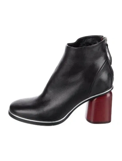 Pre-owned Halmanera Leather Cutout Accent Boots In Black
