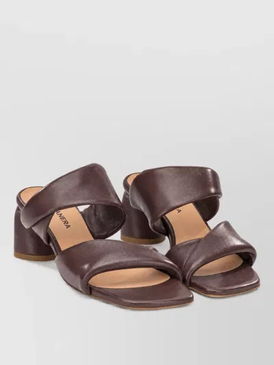 Halmanera Leather Heeled Mules In Brown