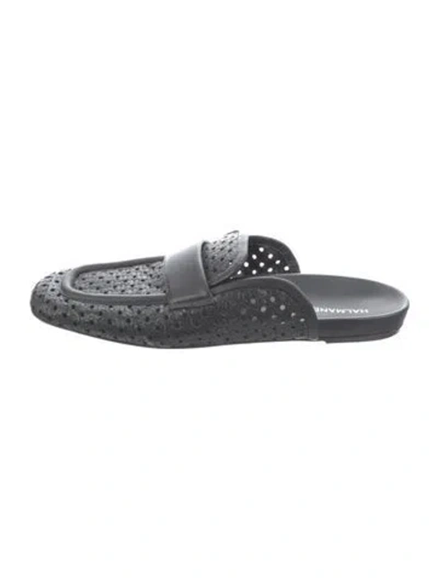 Pre-owned Halmanera Leather Lasercut Accents Mules In Gray