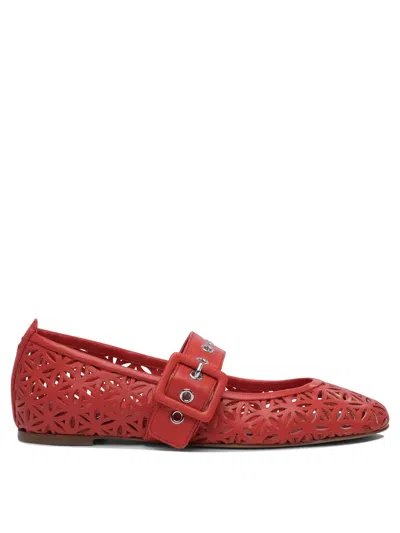 Halmanera Leather Red Ballerinas In Multi