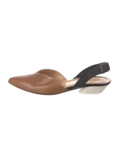 Pre-owned Halmanera Leather Slingback Flats In Brown