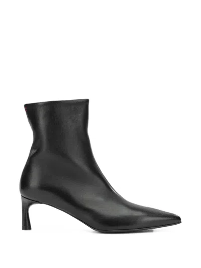 Halmanera Pointed-toe Leather Ankle Boots In Black