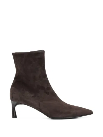 Halmanera Pointed-toe Suede Ankle Boots In Brown
