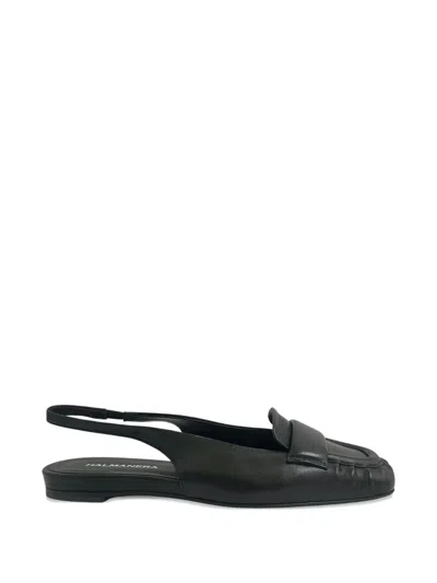 Halmanera Ruched Slingback Mules In Black