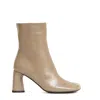 Halmanera Smooth Leather Ankle Boots With Cylindrical Block Heel In Brown