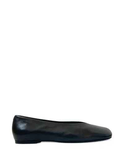 Halmanera Square-toe Leather Ballet Flats In Black