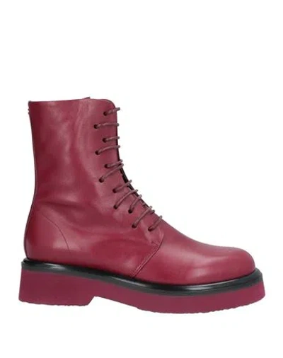 Halmanera Woman Ankle Boots Burgundy Size 9 Leather In Red