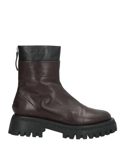 Halmanera Woman Ankle Boots Dark Brown Size 8 Leather