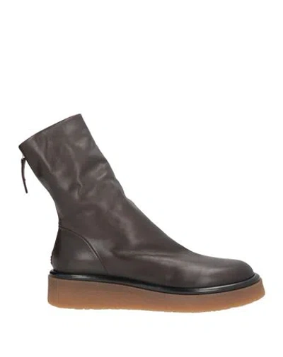 Halmanera Woman Ankle Boots Dark Brown Size 8 Leather
