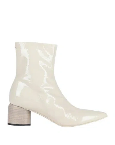 Halmanera Woman Ankle Boots Ivory Size 7 Leather In White