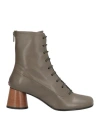 Halmanera Woman Ankle Boots Khaki Size 8 Leather In Brown