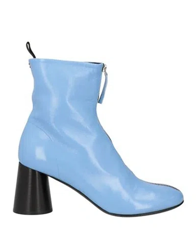 Halmanera Woman Ankle Boots Light Blue Size 9 Leather In Gold