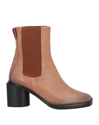 Halmanera Woman Ankle Boots Tan Size 6 Leather In Brown