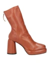 Halmanera Woman Ankle Boots Tan Size 8 Leather In Brown