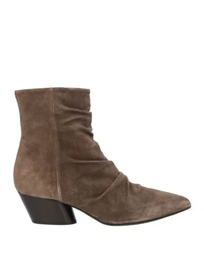 Halmanera Woman Ankle Boots Taupe Size 9 Leather In Brown