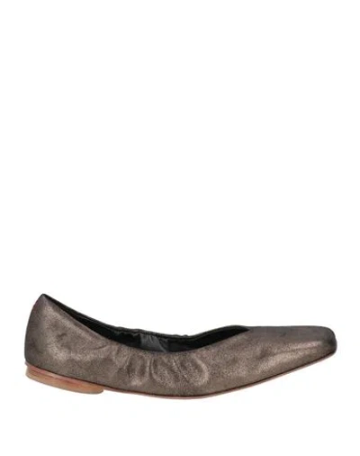 Halmanera Woman Ballet Flats Bronze Size 8 Leather In Yellow