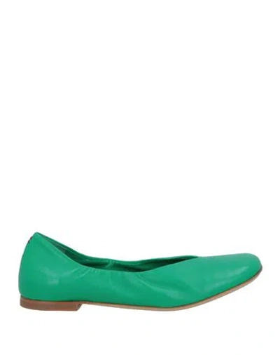 Halmanera Woman Ballet Flats Green Size 9 Leather