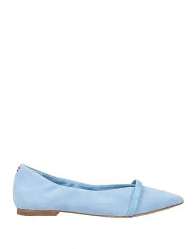 Halmanera Woman Ballet Flats Sky Blue Size 8 Leather