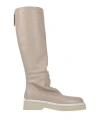Halmanera Woman Boot Beige Size 8 Leather In Neutral