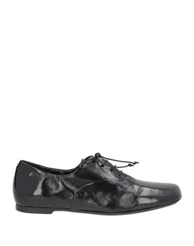 Halmanera Woman Lace-up Shoes Black Size 8 Leather