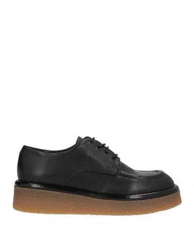 Halmanera Woman Lace-up Shoes Black Size 8 Leather