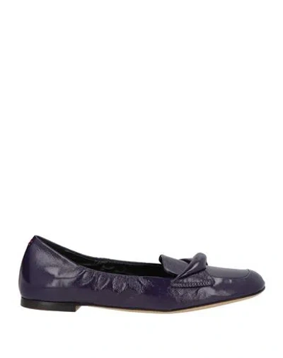 Halmanera Woman Loafers Dark Purple Size 8 Leather