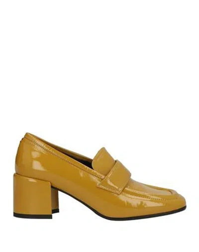 Halmanera Woman Loafers Mustard Size 9 Leather In Animal Print
